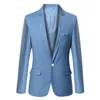 Męskie garnitury Blazers Blue Men Blazers Office Mężczyźni Tuxedo na formalne okazje Pockets Płaszcz Blazery męskie męskie biznes męski Slim Blazers 230308