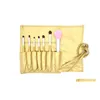 Makeup Brushes Beginner Horse Hair 7Pcs/Set Brush Portable Pink / Gold Black Pu Bag 7 Set Brush. Drop Delivery Health Beauty Tools A Dht1F