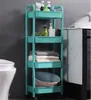 Förvaringshållare rack 4 3 Tier Plastic Rolling Utility Cart Multi Function Trolley For Bedroom Kitchen Moverble Organizer With Wheels 230307