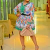 Ethnic Clothing African Dresses For Women Shirt Style 2023 Floral Print Elegant Fashion Office Lady Dress Mimi Vestido Robe Femme