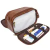 Sacos cosméticos Casos WaterResistant PU Couro Higiene Pessoal para Homens Viagem Lavagem Barbear Dopp Kit Banheiro Organizador de Maquiagem com Molhado Seco 230308