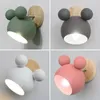 Appliques murales dessin animé moderne lampe à Led E27 créatif bois fer enfant chambre appliques macaron chevet lecture intérieur luminaires