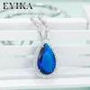 Hanger kettingen Eyika luxe sieraden Royal Blue Paraiba Tourmaline Water Drop Shape Silver Color Bamboo Chain Charms ketting voor vrouwen