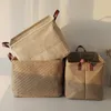 Conteneurs de stockage d'économiseurs de nourriture Panier de jute tissé Bacs décoratifs Conteneur d'organisation pliable pour jouets avec poignée en cuir Membrane étanche à l'intérieur 230307