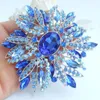 Broches De Mariage 3.94 " Bleu Strass Cristal Larme Fleur Broche Broche Pendentif EE04053C7