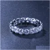 Met zijstenen Hip Hop Bling Heren Dames sieraden ringen goud sier single row zirkon diamant verloving ijsje uit druppel