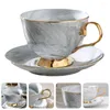 Tasses Soucoupes 250 Ml Porcelaine Cappuccino Tasse Cadeaux Nordiques Céramique Soucoupe Moka K Marbré Poterie Service À Thé