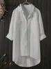Kadınlar bluz gömlekleri rahat gevşek pamuklu keten kadın gömlekler bahar yakalı büyük boy bluz uzun kollu düğmeler beyaz gömlek üst sokak kıyafetleri 230308