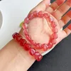 Strand Wholesale Red Strawberry Natural Crystal Bracelet Pigeon Blood Heart Beads Hand Row For Girl Women Gift Stone Fashion Jewelry