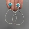 Dangle Earrings Personalized Fashion Big Water Drop Turquoise Creative Retro Gothic Style 925 Thai Silver Plated Exaggerated