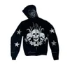 Women Rhinestone Spider Skull Print Streetwear Owwora kaptura Kobiet Kurtka Goth Harajuku Y2K Ubrania Grunge Zip Bluzy