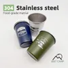 Tumblers 4pcs Cup ao ar livre Conjunto de 350ml 304 Aço inoxidável Campo de camping piquenique a água de chá de leite de leite com churrasco de caneca portátil 230308