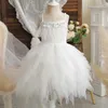 Girl's Dresses Elegant Girls Princess Dress Kids Birthday Wedding Party Layered Tulle Dresses Baby Girl White 1st Communion Sleeveless Costume R230719