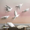 Stickers Muraux Blanc Oiseaux Décor En 3d Décoration Jardin Salon Enfants Nordique Figurine Miniatures 230307