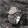 С боковыми камнями хип -хоп Новые мужские мужчины Big Love Men Cring Snawing Brand Micro Out Micro Pave Cz Ring