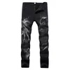 Mäns jeans 2022 Dark Streetwear Skull Print Punk Men Vintage Slim Jeans Trousers Hip Hop Stretch Cotton Denim Pants For Teens Pantalones Z0301