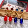 Studörhängen Teardrop Red Blue Ponged Pärled Vintage Jewelry for Women's Party Gift