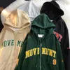 Hoodies masculinos moletom carta impressão casual moletom com capuz vintage simples streetwear casacos feminino harajuku solto y2k estética zip up 230308