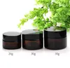 Groothandel Pakflessen Amber Glass Crème Flessen Jars Cosmetisch monster Container Revuleerbare pot met binnen Voering 5G 10G 15G 20G 30G 50G