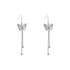 Boucles d'oreilles pendantes cristal clair papillon accessoires de fête mode romantique délicat doux longue tendance bijoux