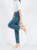 Jeans femme Jeans femme pantalon printemps/été taille haute rétro bleu délavé ligne droite mollet haut décoré jean neuf points 230308