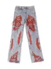 メンズジーンズhouzhou Y2Kリッピングパッチウェアデザインジーンズパンツメンヒップホップパンクゴスレッドデニムズボン男性ヴィンテージ日本のストリートウェアZ0301