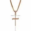 Pendant Necklaces Gold Sier Iced Out Cross Chains For Mens Hip Hop Jewelry With Stainless Steel Miami Cuban Link Or Twist Ch Dhgarden Dhlpx