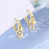 Hoop Earrings Colorful Zircon Pendant For Women 925 Sterling Silver Moon Star Cross Pendants Gold Korean Jewelry Pendientes A3