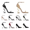 Designer Sandals Dress Shoes 2022 luxe Dress-Shoes designer talons hauts en cuir verni Gold Tone triple noir size35-42