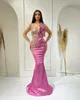 2023 Arabiska ASO EBI Crystals Mermaid Prom Dresses Lace Pärled Evening Formal Party Second Reception Födelsedagsengagemang Klänningar ZJ1114