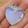 Charms Natural Heart Stone Pendant Rose Quartz Opal Amethyst Green Aventurine för smycken Making DIY Halsband Tillbehör Hantverk