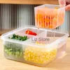 Kök scallion ingefära vitlök förvaring containrar plast 4 rutnät scallion förvaringslåda med lock hem frukt vegetabiliska underpackage lådan th0884