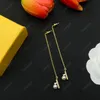 Mode Dangle Gland Boucles D'oreilles Designer Lettres Stud Longue Boucle D'oreille Perle De Luxe Marque Femmes Cerceaux De Noce Bijoux Accessoires Avec Boîte