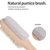 Foot Brush Exfoliating Dead Skin Remover Trä med naturligt borst och pimpstensfötter Dusch Spa Massager