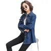 Kvinnors blusar #3386 Våren 2023 Blue Denim Shirts Women Lose Single Breasted Casual Jeans Femme Korean Style Woman Shirt Buttons