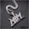 Pendant Necklaces Zircon Letter Mbm Iced Out Mens Necklace Jewelry 14K Gold Plated Chains Diamond Bling Hip Hop With 24Inch Dhgarden Dh5Ek