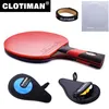 Bord Tennis Raquets Högkvalitativ kolbad Bat Tennisracket med gummi pingpong paddel kort handtag rackl lång offensiv 230307