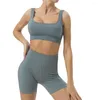 Active Sets Yoga Clothing Set Women Quick-drying Sports Fitness Tight-fitting High Waisted Outfits Ribbed Workout Running Shorts Tracksuits