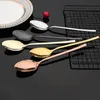 Dinnerware Sets 6Pcs Colorful Long Tea Spoon Stainless Steel Cutlery Set For Dessert Gold Spoons Small Coffee Scoop