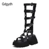 Sandals Gdgydh Belt Buckle Strap Black Platform Shoes Punk Gothic Summer Shoes Fashion Gladiator Platform Sandals Plus Size 43 Z0306