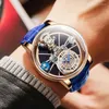 손목 시계 PINDU DESIGN Astronomia Celestial SeriesTourbillon 시계 남성 투명한 남자 시계 석영 손목 시계 Reloj Hombre