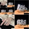Anello solitario Sparkling 925 Sterling Sier Marquise Cut Moissanite Diamond Rings Party Women Leaf Band Gift Hip Hop Dhgarden Dhb1E