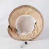 Wide Brim Hats Elegant Bow Wide Brim Bucket Hats For Women Outdoor Portable Foldable Sun Hat Flat Top Travel Beach Panama With Windproof Rope R230308