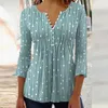 Kadın Bluzları Bahar Mürettebat Boyası Düğmesi Ofis Lady Bluz Retro Polka Dot Baskı Kadın Üstü Pullover Sonbahar Uzun Kollu Gevşek Plaj Gömlek