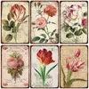 Decorazione artistica con fiori retrò Targa in metallo Targa in metallo Piatti retrò Rosa Peonia Lavanda Art Plaque Poster vintage Garden Room Home Wall Decorazione personalizzata Regalo Dimensioni 30X20CM w02