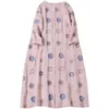 Casual Dresses Japanese Female Spring 2023 Loose Delicate Embroidered Linen Dress Round Neck Long Sleeve Robe Midi