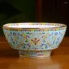 Bowls 7inch Jingdezhen Ceramic Soup Bowl Chinese Court Style Tableware Fruit Salad Mixing Home Kitchen Dinnerware Container