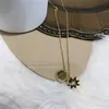 Bijoux de luxe de créateur Collier de famille antique couleur d'acier au titane préservant le soleil petite étoile tempérament doux neckchain Collier Femme