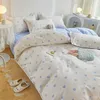 Conjuntos de cama Conjunto de roupas de cama estilo coreano capa de cereja de cereja de capa plana travesseiro de lenha plana duplo gêmeo queen size poliéster infantil canteiro adulto linho 230308