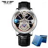 손목 시계 PINDU DESIGN Astronomia Celestial SeriesTourbillon 시계 남성 투명한 남자 시계 석영 손목 시계 Reloj Hombre